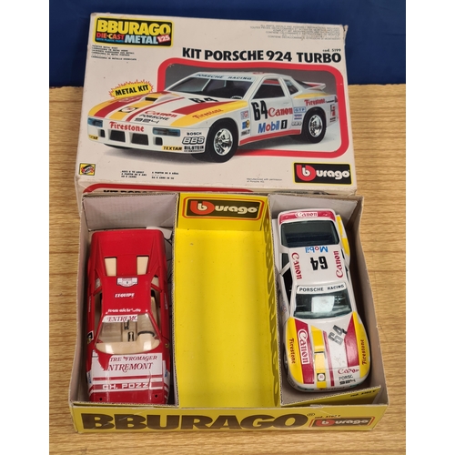 554 - BBurago Model Porsche 924 Turbo 1/25 Scale. Made up model plus Ferrari 308 GTB