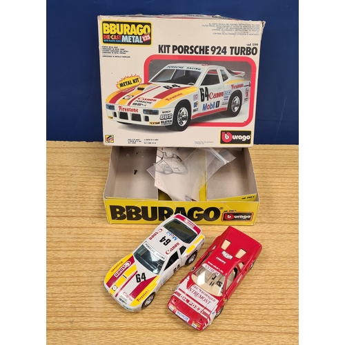 554 - BBurago Model Porsche 924 Turbo 1/25 Scale. Made up model plus Ferrari 308 GTB