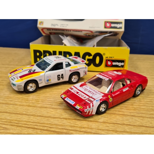 554 - BBurago Model Porsche 924 Turbo 1/25 Scale. Made up model plus Ferrari 308 GTB