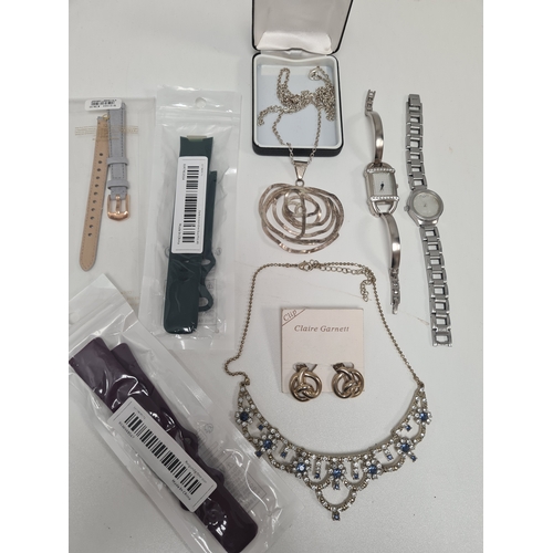 659 - Collection of white metal jewellery to include necklaces; watches and watch straps.