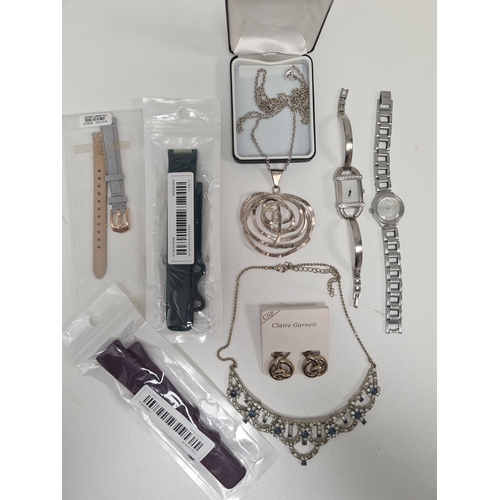 659 - Collection of white metal jewellery to include necklaces; watches and watch straps.