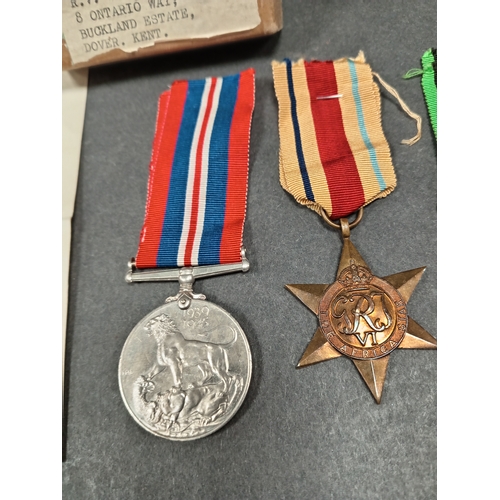 564 - WWII medal group includes Africa star, defence medal and 1945 war medal.  RV Watson issued by air mi... 