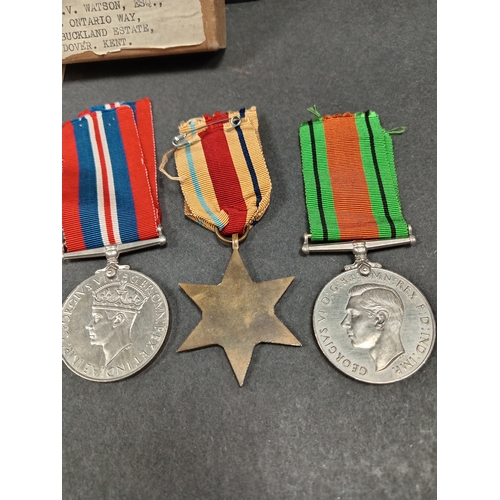 564 - WWII medal group includes Africa star, defence medal and 1945 war medal.  RV Watson issued by air mi... 