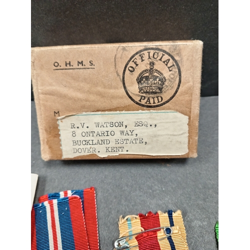 564 - WWII medal group includes Africa star, defence medal and 1945 war medal.  RV Watson issued by air mi... 