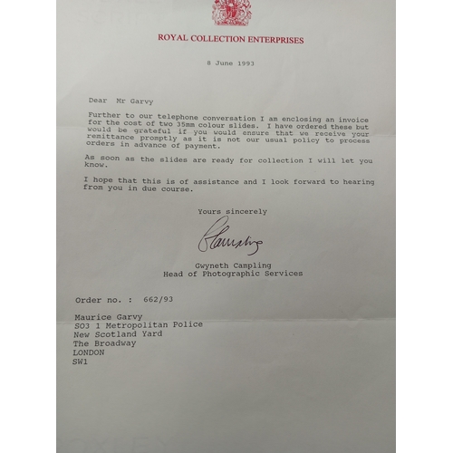 585 - Royal letter from Windsor Castle, Queen Elizabeth II head of photographic services to Scotland Yard ... 