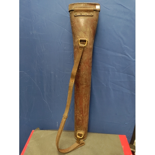 590 - Antique Leather Barrel Carrier / gun case