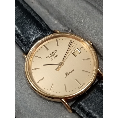 716 - Boxed Longines Quartz presence watch