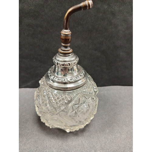 721 - Hallmarked Silver Victorian glass perfume bottle H 15cm x W 8cm