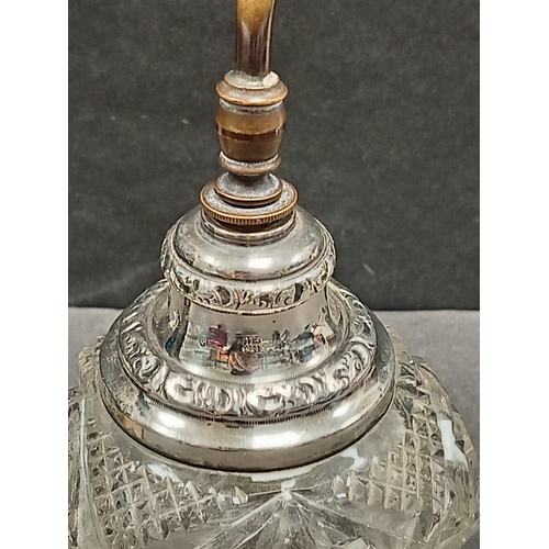 721 - Hallmarked Silver Victorian glass perfume bottle H 15cm x W 8cm