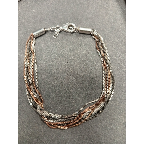 734 - 925 silver multi colour chain bracelet L 18cm