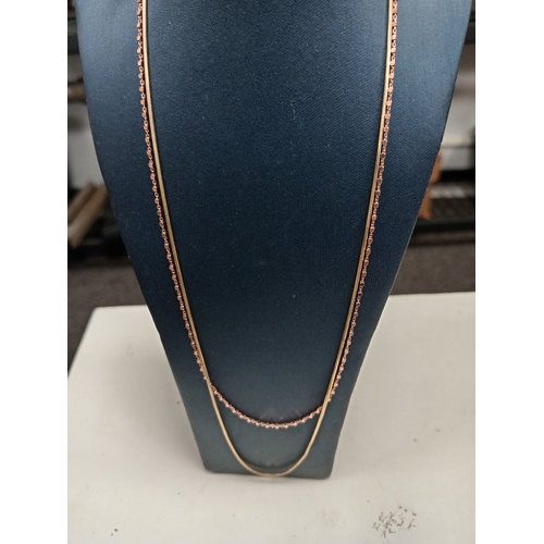 735 - Two 925 silver necklaces, one gold colour L 44cm and one rose gold colour L 40cm