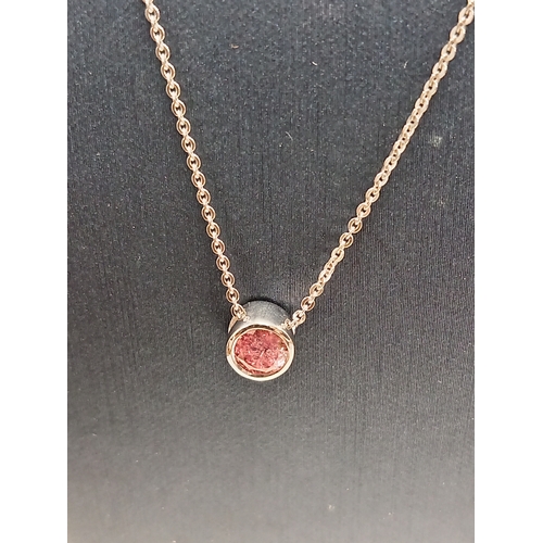 738 - 925 silver necklace L 40cm with pink stone pendant