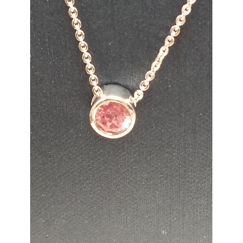 738 - 925 silver necklace L 40cm with pink stone pendant