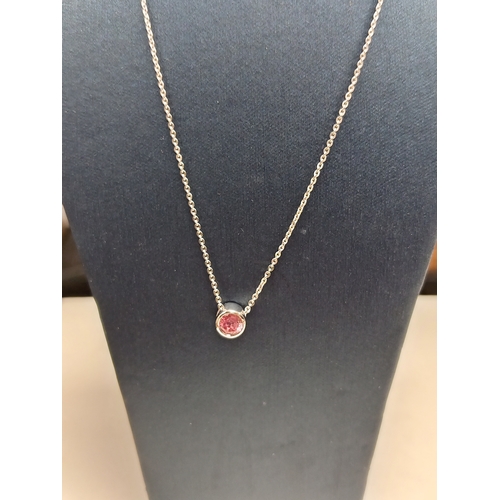 738 - 925 silver necklace L 40cm with pink stone pendant