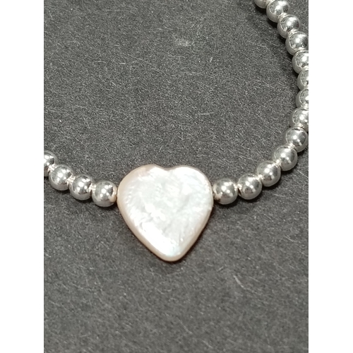 744 - 925 silver baby christening heart bracelet 8cm