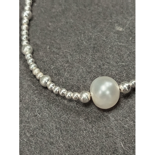 745 - 925 silver christening faux pearl bracelet 8cm