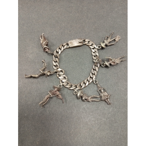 761 - Mexico Alpaca silver charm bracelet L 16cm