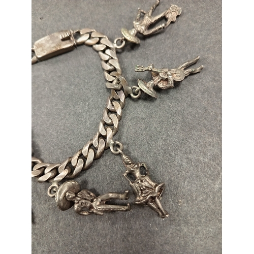 761 - Mexico Alpaca silver charm bracelet L 16cm