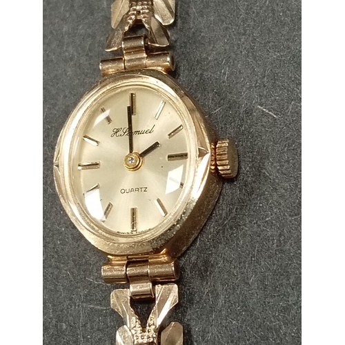 764 - 9ct gold H Samuel quartz ladies watch, not working weight 9.59 grams