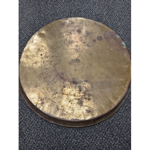 403 - Large engraved brass tray measures 56cm diameter