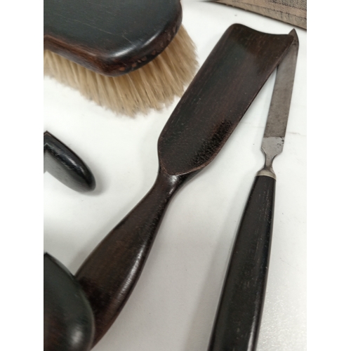 408 - Antique Ebony wood wooden dressing table set