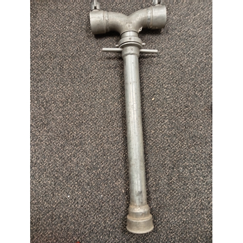 419 - Double headed Aluminium fire hydrant H 93cm x W 31cm