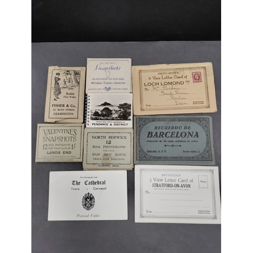 441 - Job lot of antique souvenir ephemera of places and towns. Places include Barcelona, Penzance, Lands ... 