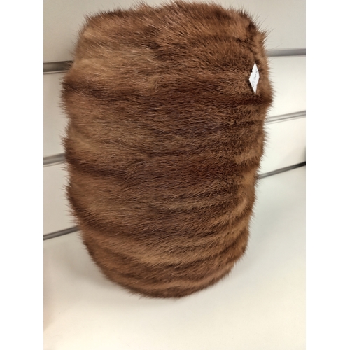 451 - Antique barrel Mink hand muff