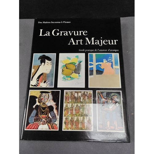 452 - A job lot of antique mainly French books. To include Oreclus Atlas De Le Plus Grande France, La Grav... 