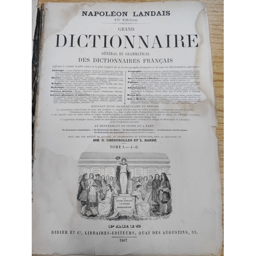 459 - A job lot of 5 antique French to English dictionaries. To include two N. Landais Dictionaire (A-G Ci... 