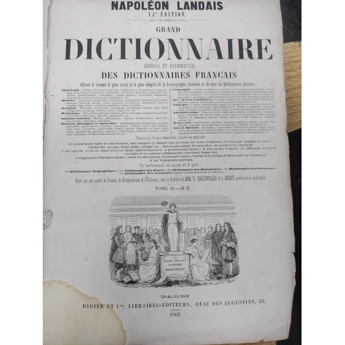 459 - A job lot of 5 antique French to English dictionaries. To include two N. Landais Dictionaire (A-G Ci... 