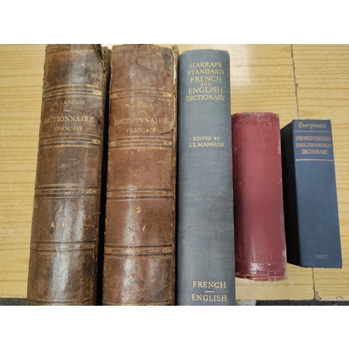 459 - A job lot of 5 antique French to English dictionaries. To include two N. Landais Dictionaire (A-G Ci... 