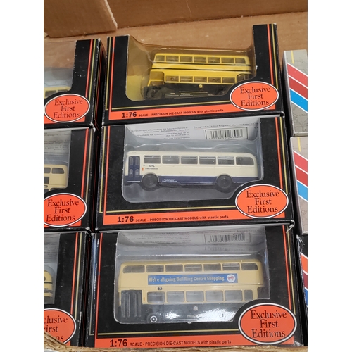 468 - A job lot of EFE 1:76 scale diecast buses. To include bull ring double decker, vision hire and line3... 