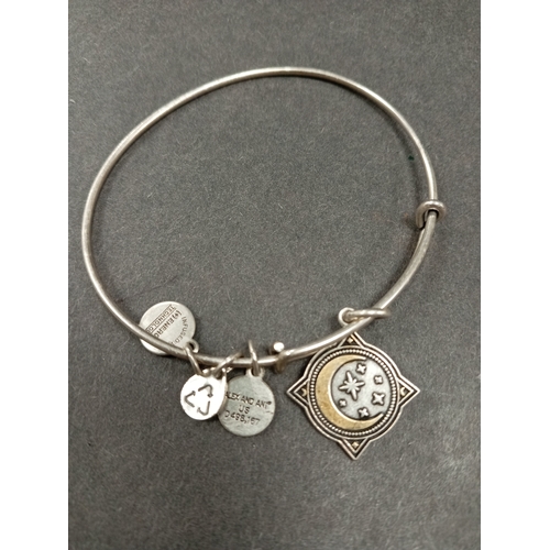 695 - Alex and Ani white metal moonlight bangle 7cm diameter