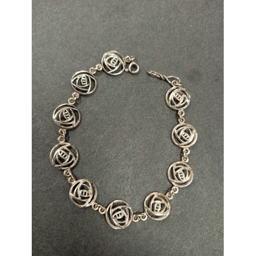 697 - 925 silver SG rennie macintosh style flower bracelet