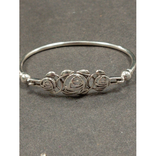 710 - 925 silver rennie macintosh style bangle 7cm diameter