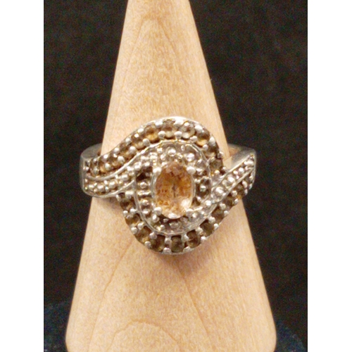 720 - 925 silver brown stone ring size J