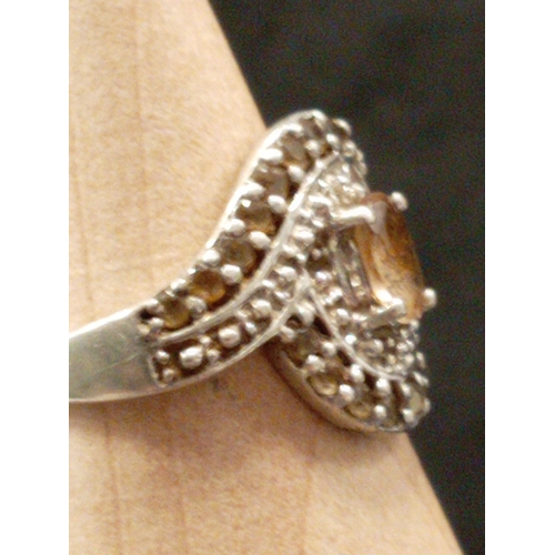 720 - 925 silver brown stone ring size J