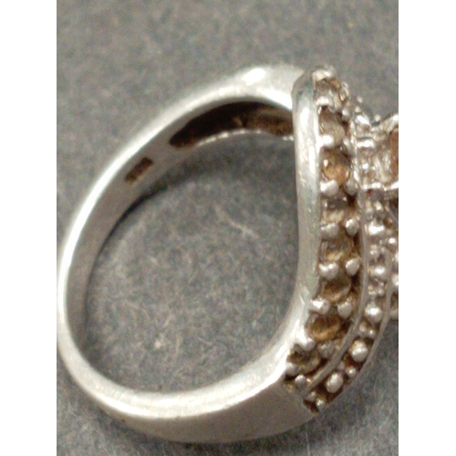 720 - 925 silver brown stone ring size J