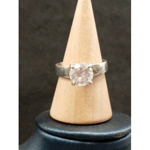 726 - 925 silver large clear stone ring size M