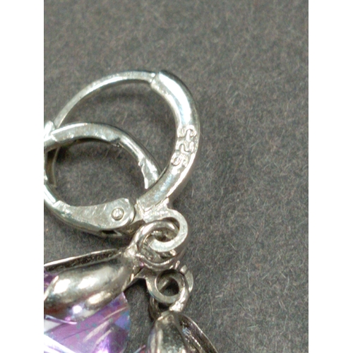 731 - 925 silver mystic stone heart dangle earrings