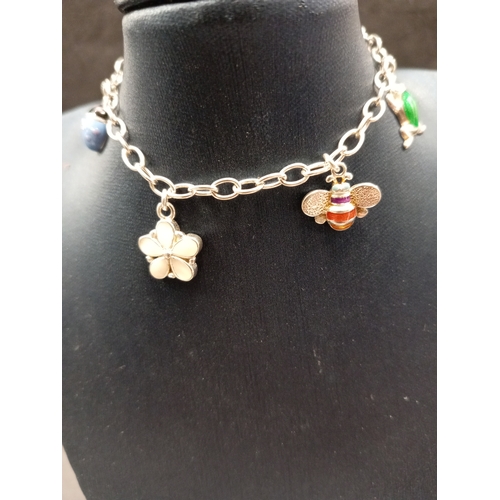 768 - 925 silver enamelled frog, ladybird, bee and flower bracelet 18cm, 925 silver forever friends bear w... 