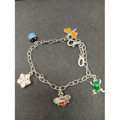 768 - 925 silver enamelled frog, ladybird, bee and flower bracelet 18cm, 925 silver forever friends bear w... 