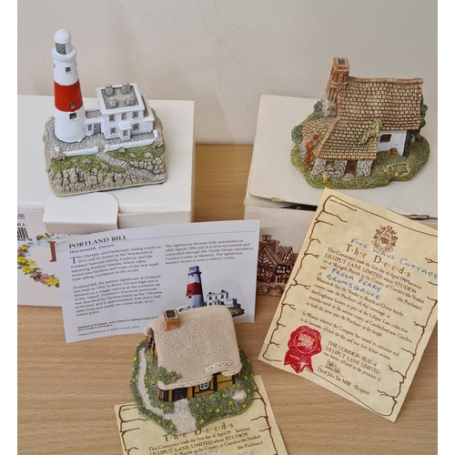 501 - Lilliput Lane British Miniature Models Collection, boxed with paperwork: Portland Bill Lighthouse; F... 