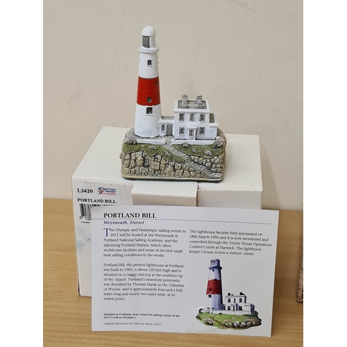 501 - Lilliput Lane British Miniature Models Collection, boxed with paperwork: Portland Bill Lighthouse; F... 