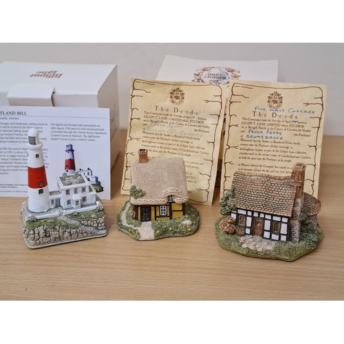 501 - Lilliput Lane British Miniature Models Collection, boxed with paperwork: Portland Bill Lighthouse; F... 