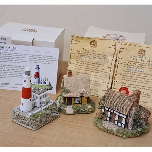 501 - Lilliput Lane British Miniature Models Collection, boxed with paperwork: Portland Bill Lighthouse; F... 