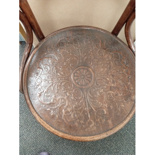 510 - Michael Thonet vintage bentwood chair with flower and scrolled design detail on seat. H 83cm x W 58c... 