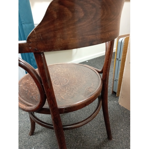 510 - Michael Thonet vintage bentwood chair with flower and scrolled design detail on seat. H 83cm x W 58c... 