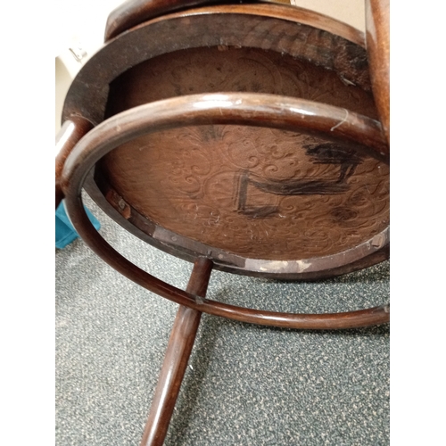 510 - Michael Thonet vintage bentwood chair with flower and scrolled design detail on seat. H 83cm x W 58c... 